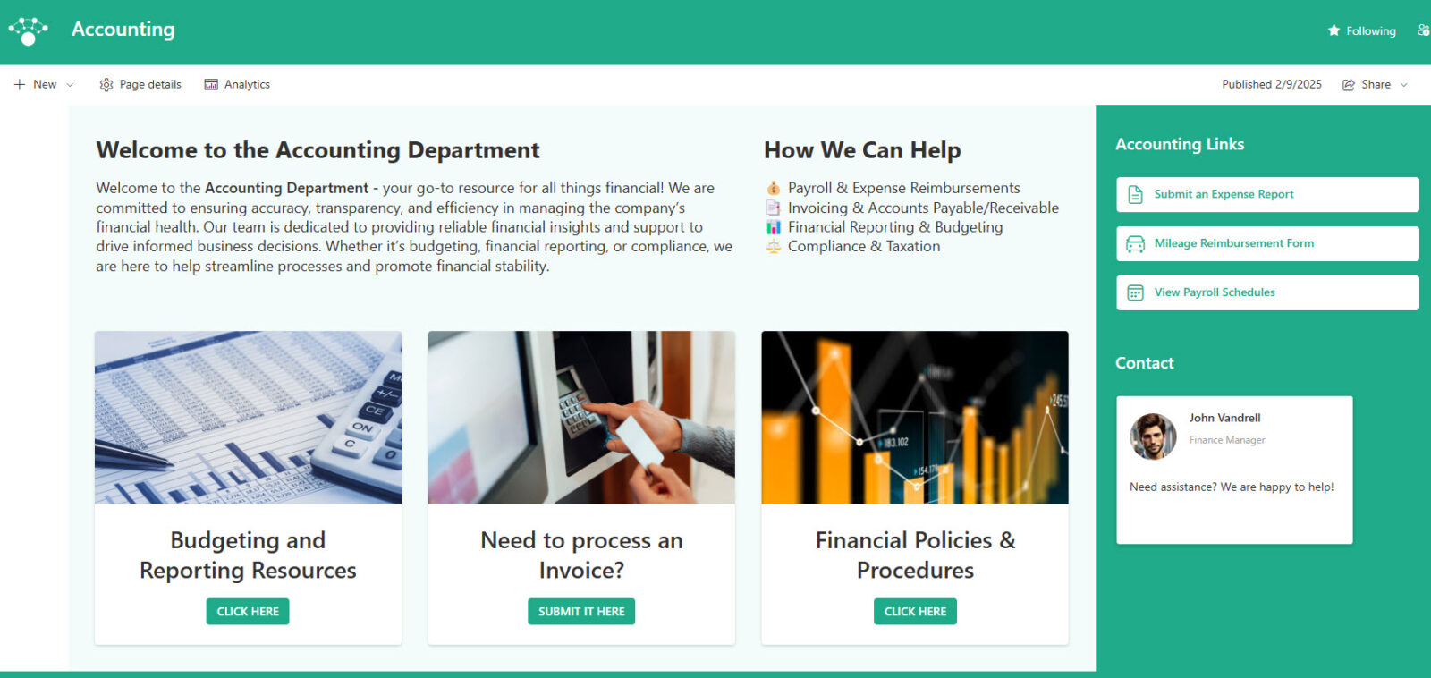 Accounting Department Homepage