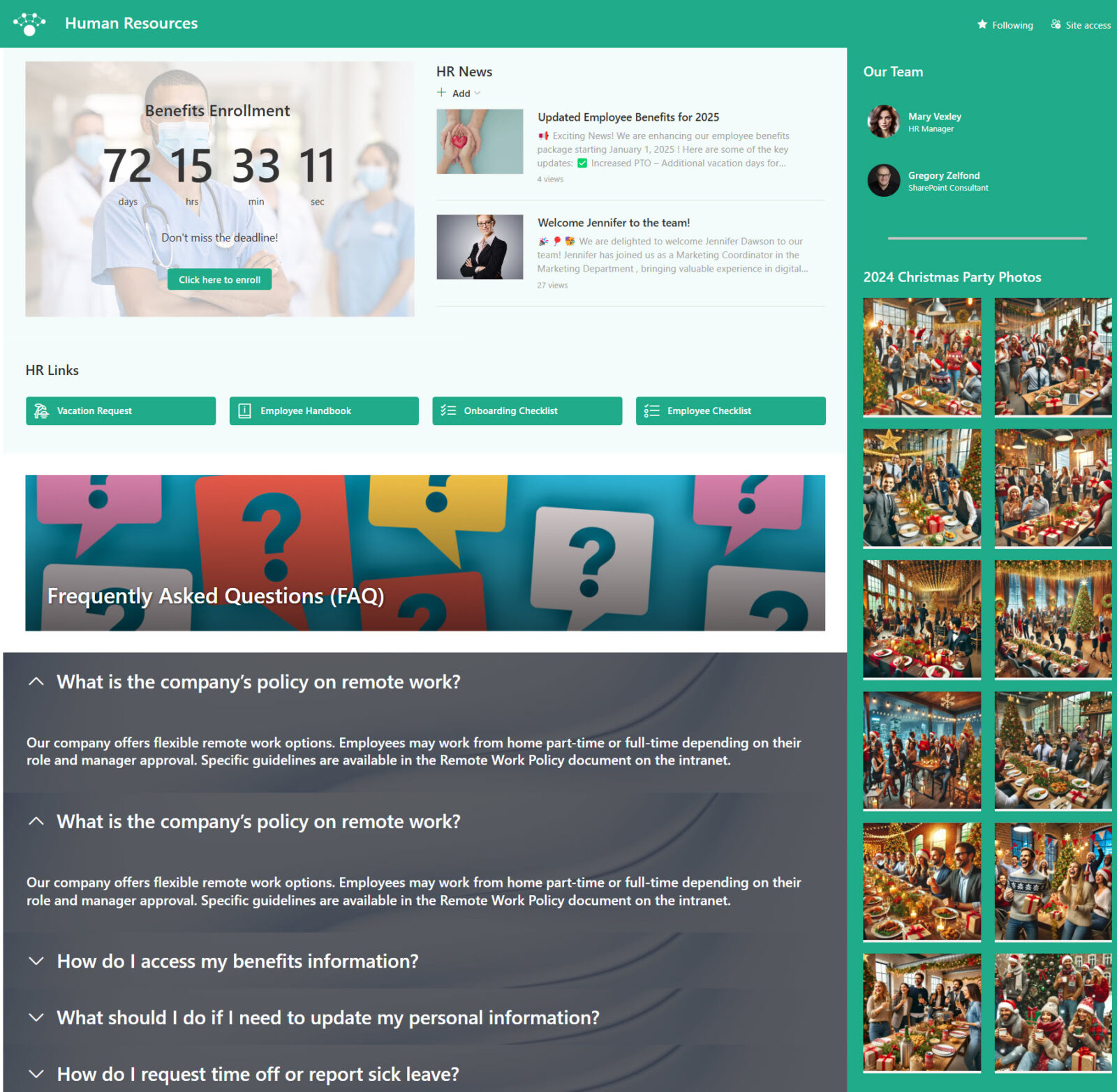 Human Resources Main Landing Page