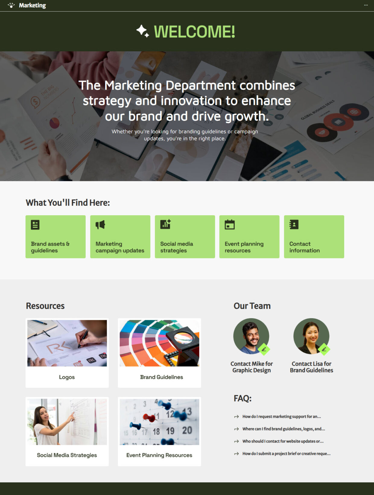Marketing Department Homepage