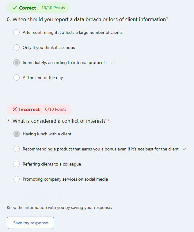 Individual Quiz Results