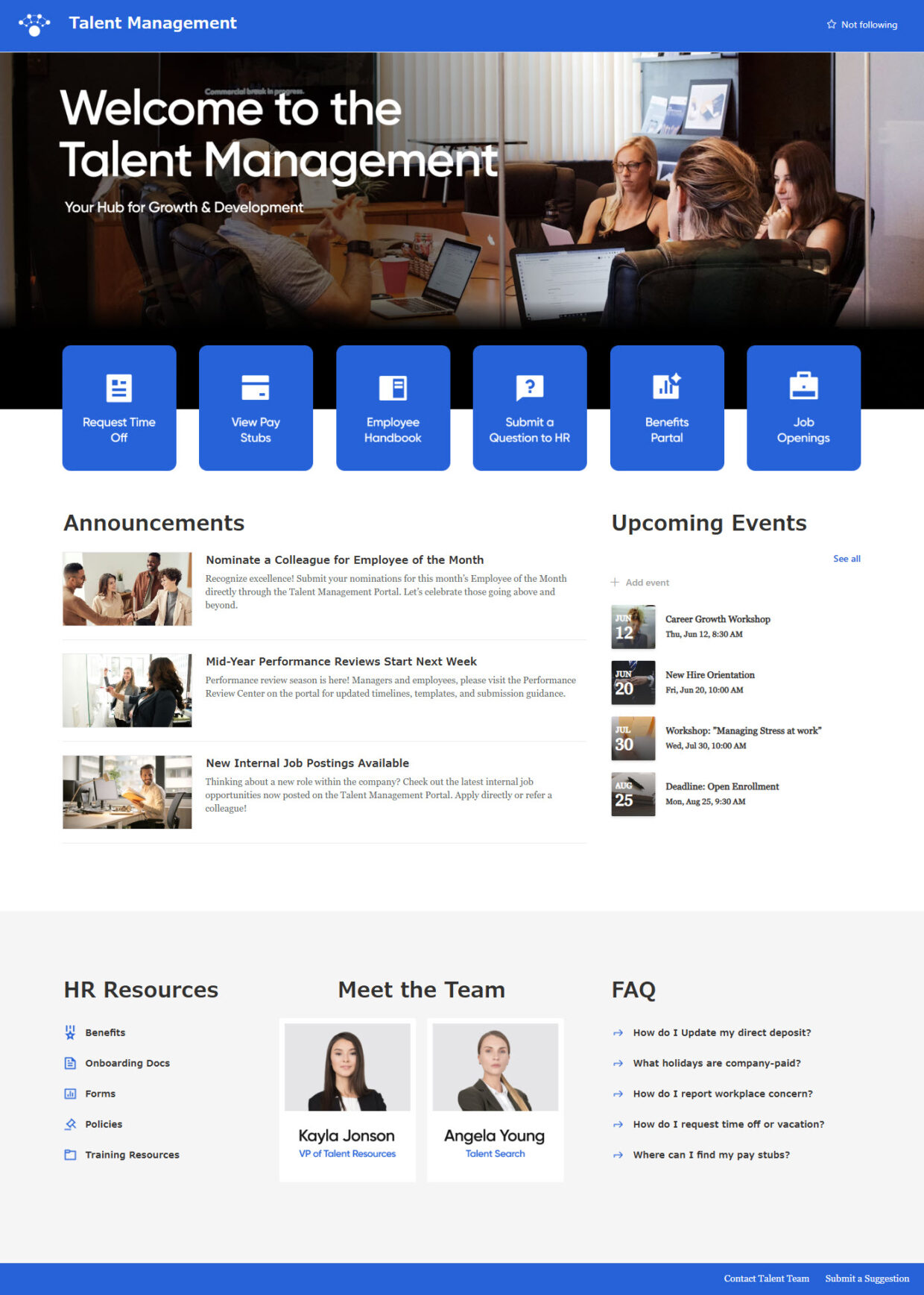 Talent Management Homepage