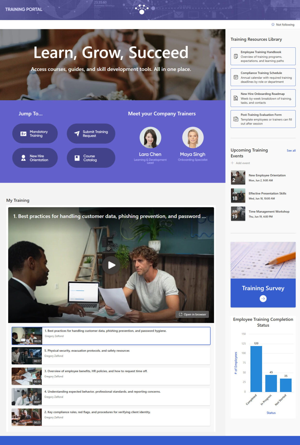 Training Portal Homepage