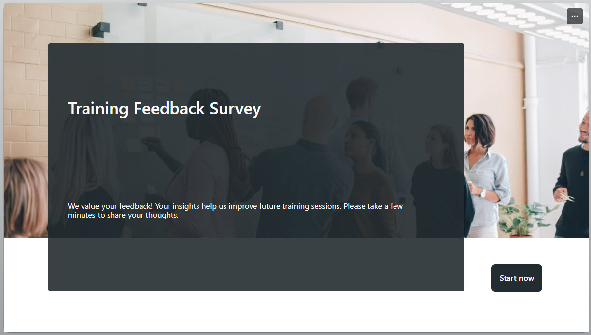 Training Survey Start Page