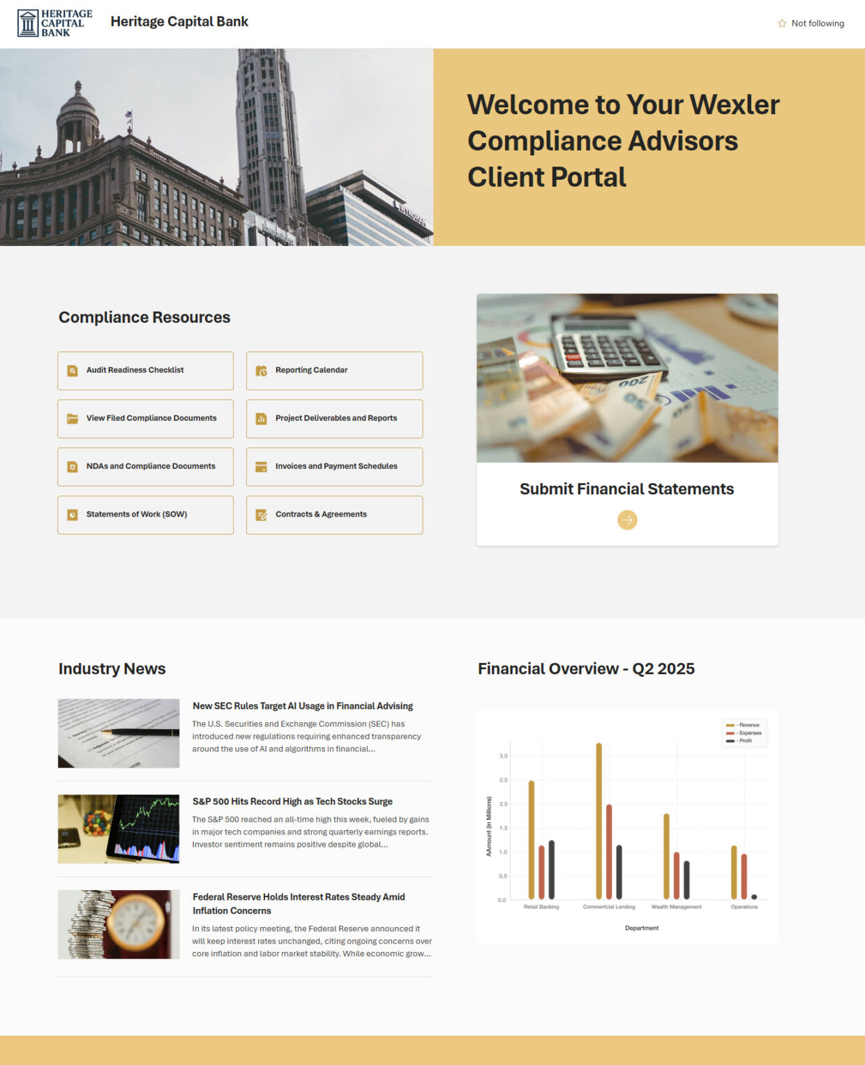 Client Portal Site Homepage