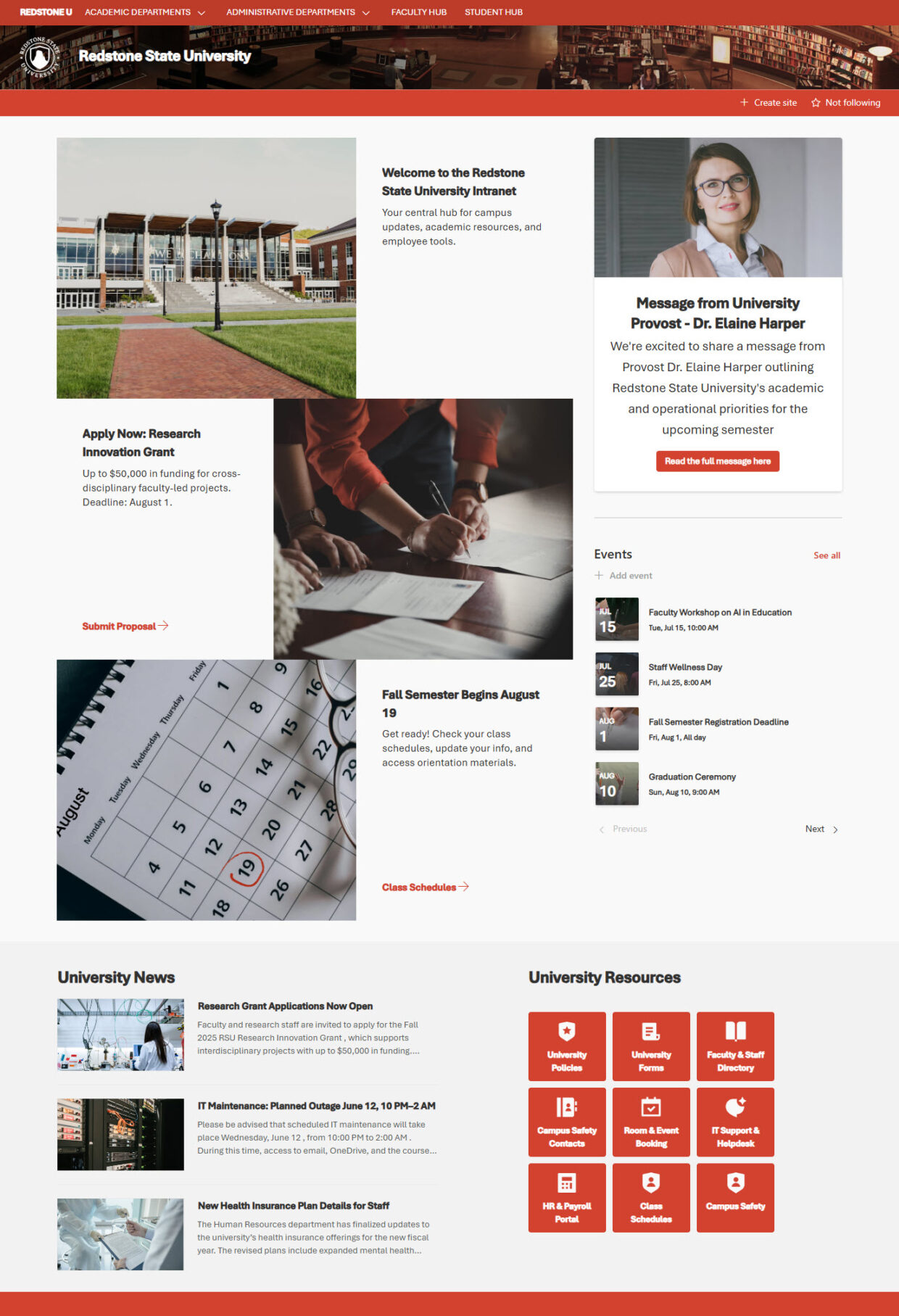 University Intranet Portal Homepage