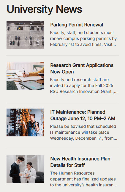 University Intranet News