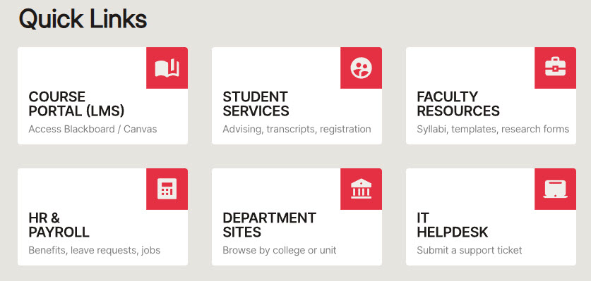 University Intranet Quick Links