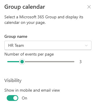 Group Calendar Web Part Settings