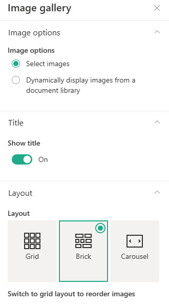 Image Gallery Settings
