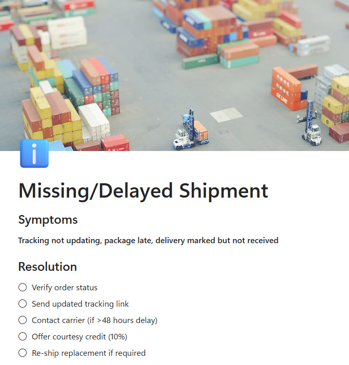 Microsoft Loop Knowledge Base Example