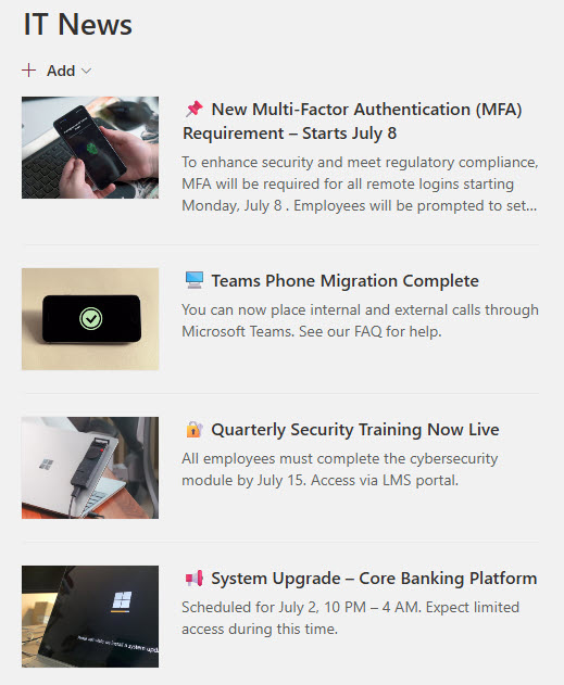 News Web Part (List Layout)