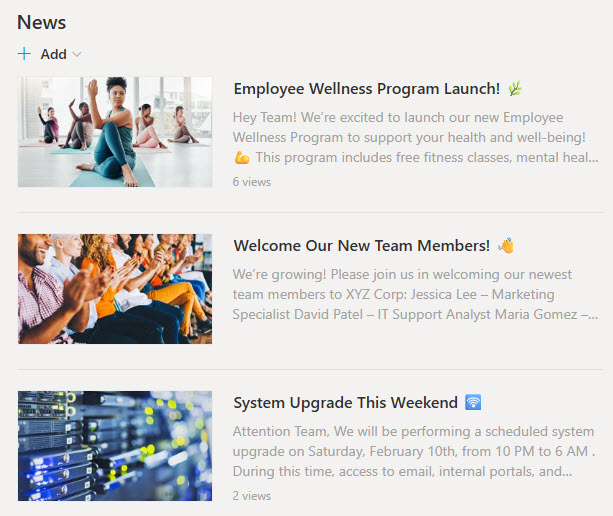 News Web Part (Side-by-Side Layout)