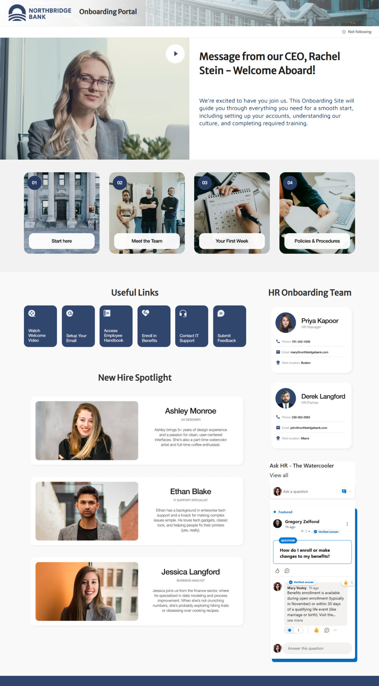 Employee Onboarding Portal Homepage