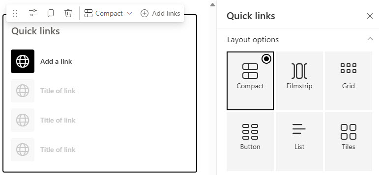 Quick Links Compact Layout