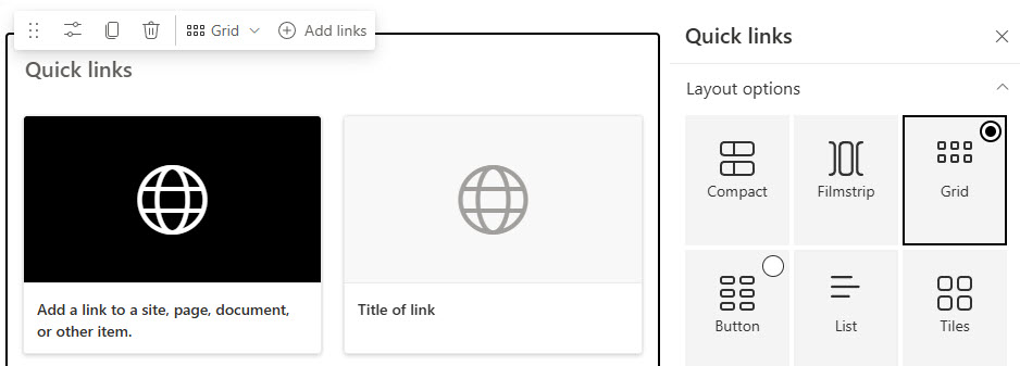 Quick Links Grid Layout