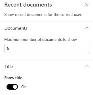 Recent Documents Web Part Settings