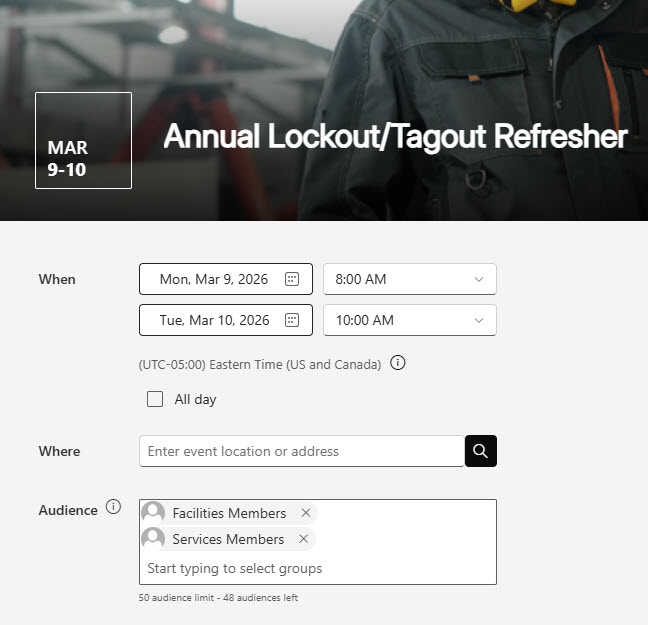 Audience Targeting in Events Web Part
