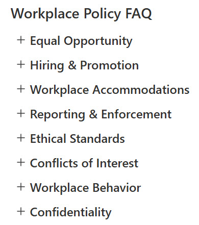 FAQ Collapsed View (Categories)