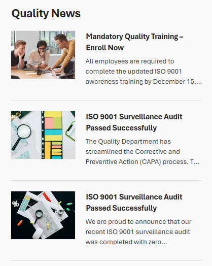 Quality Hub News & Announcements