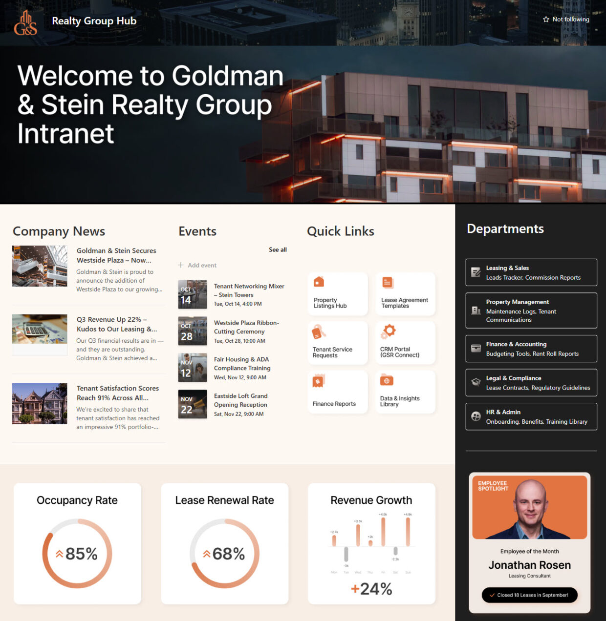 Real Estate Intranet Homepage