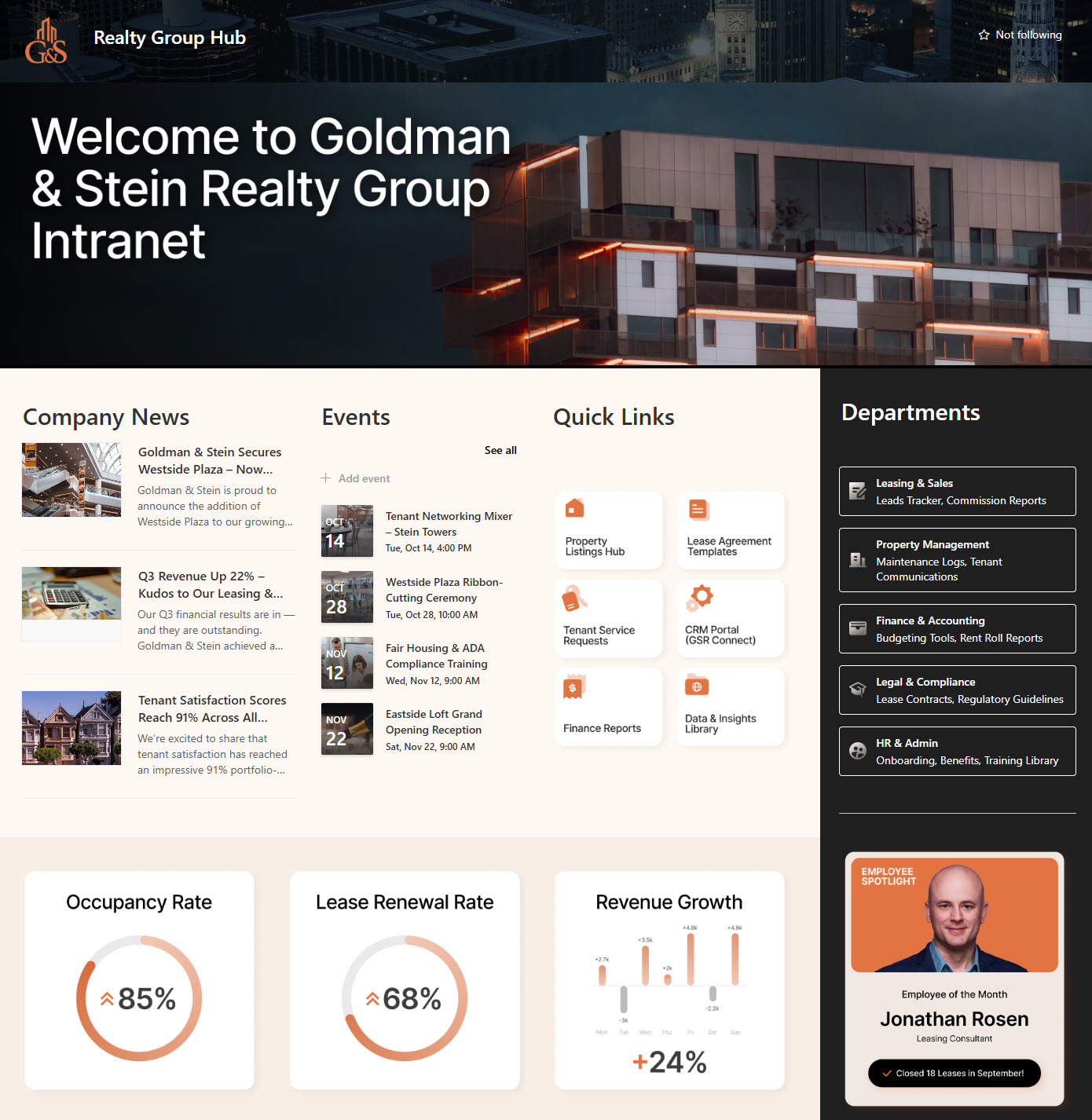 Real Estate Intranet Homepage