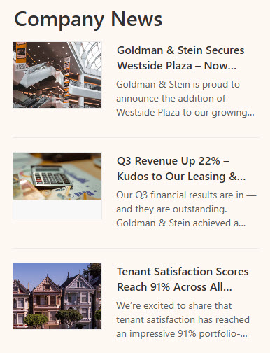 Real Estate Intranet News Section