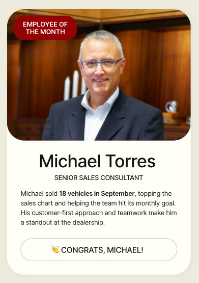 Automotive Intranet Employee of the Month