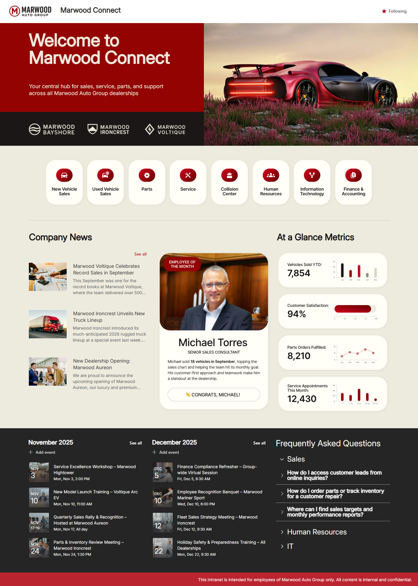 Automotive Intranet Homepage