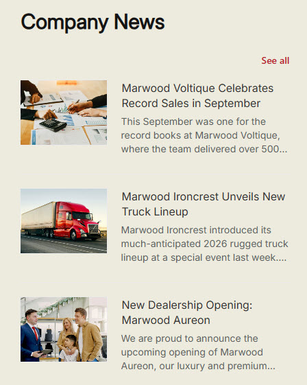 Automotive Intranet News Section