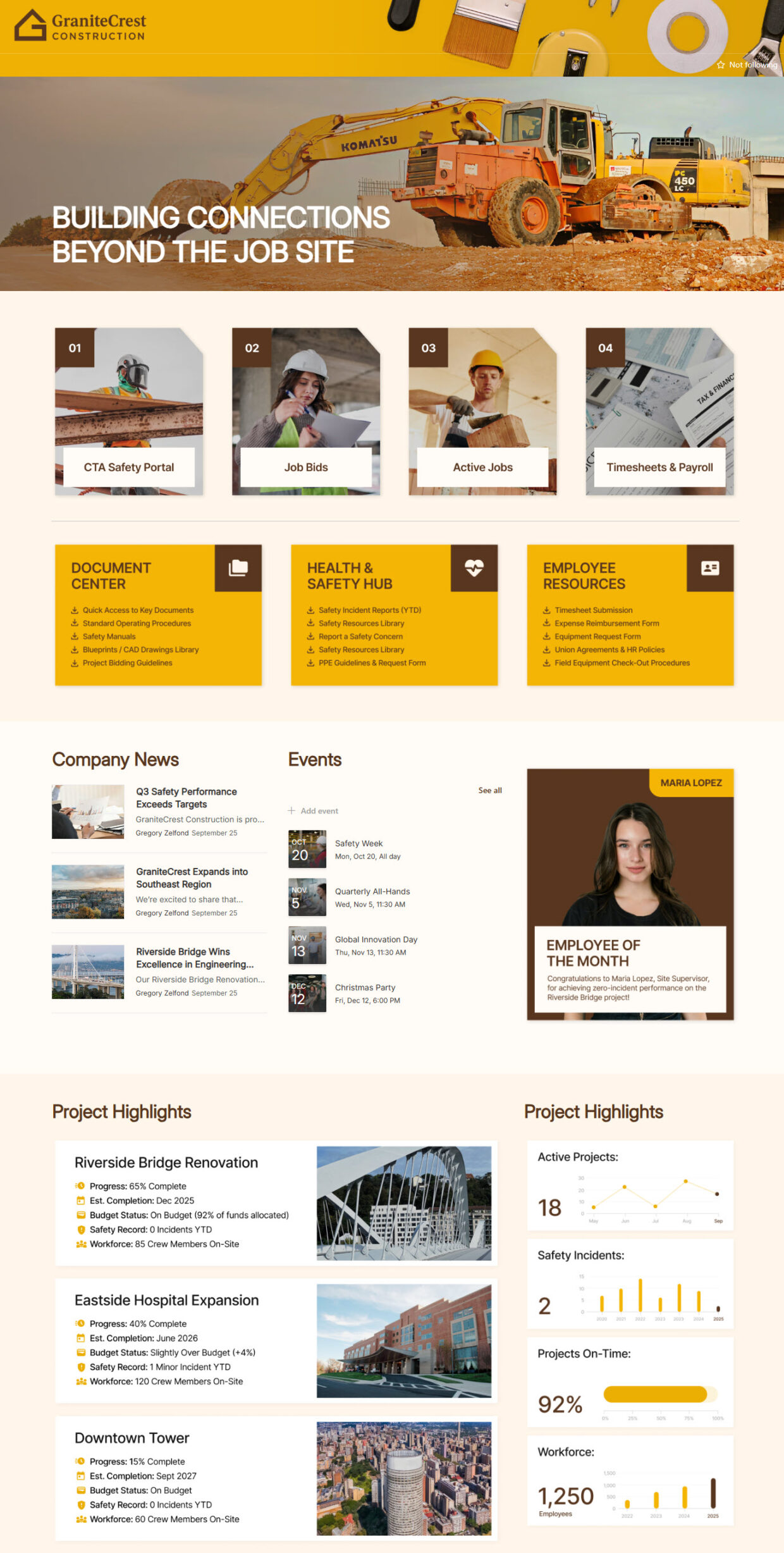 Construction Intranet Homepage