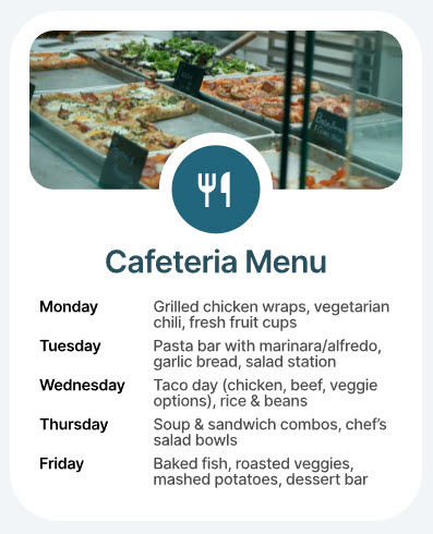 Healthcare Intranet Cafeteria Menu