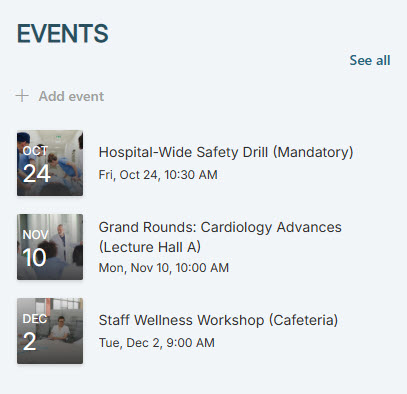 Healthcare Intranet Events Calendar