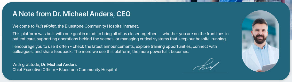 Healthcare Intranet Message from CEO