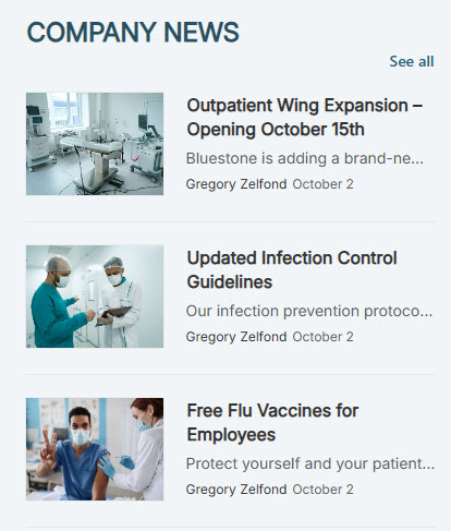 Healthcare Intranet News Section