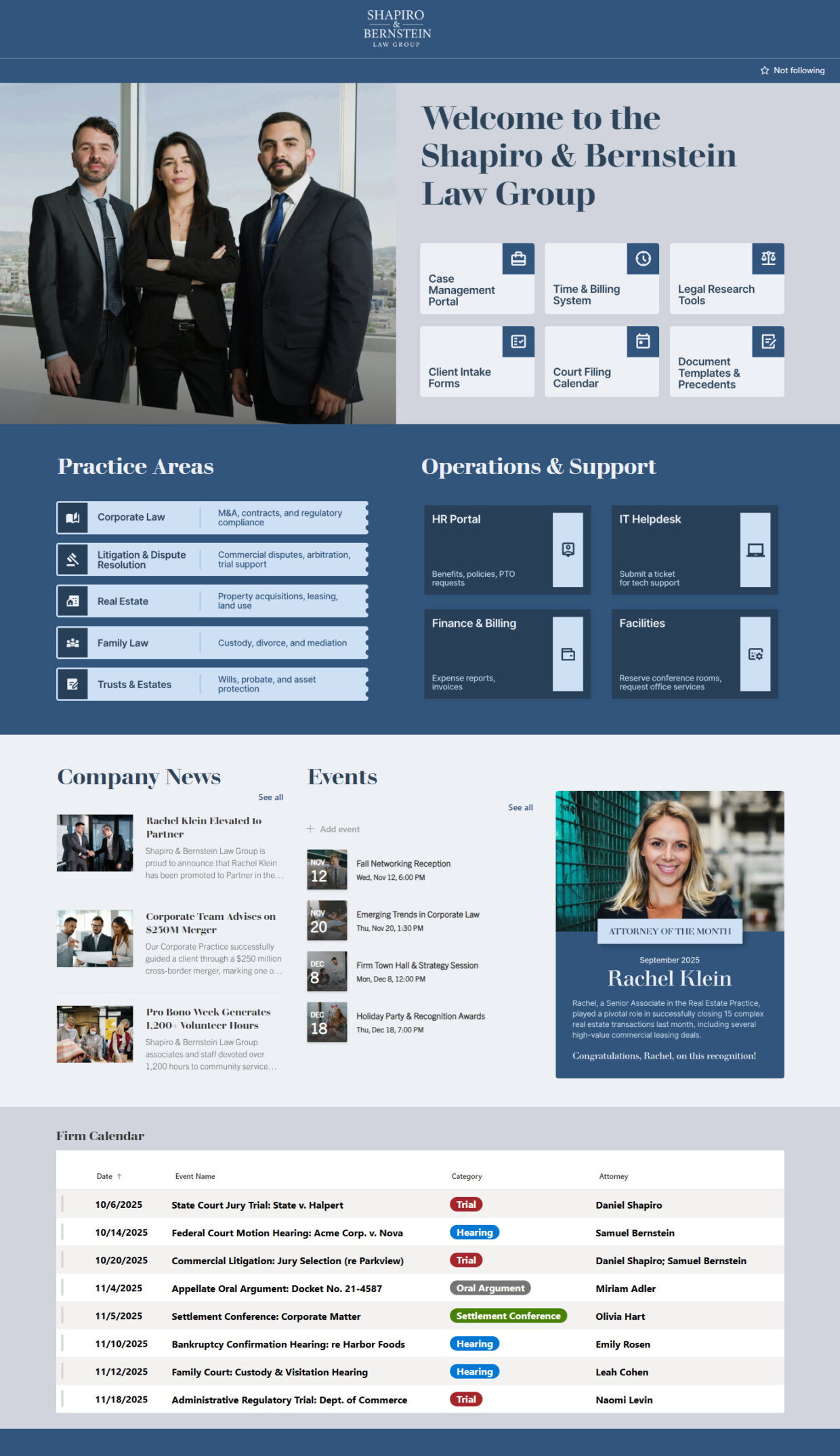 Law Firm Intranet Homepage