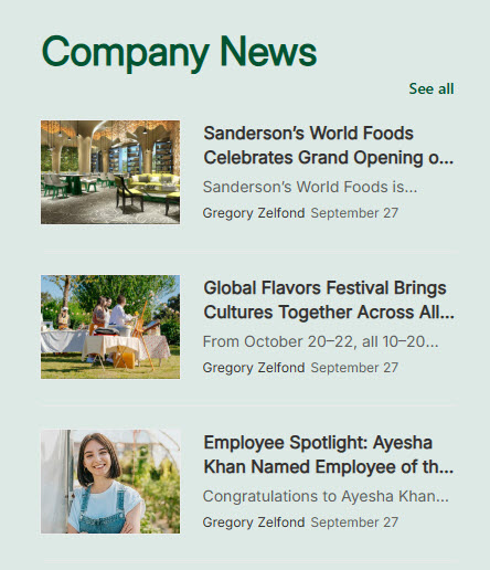 Retail Intranet News Section