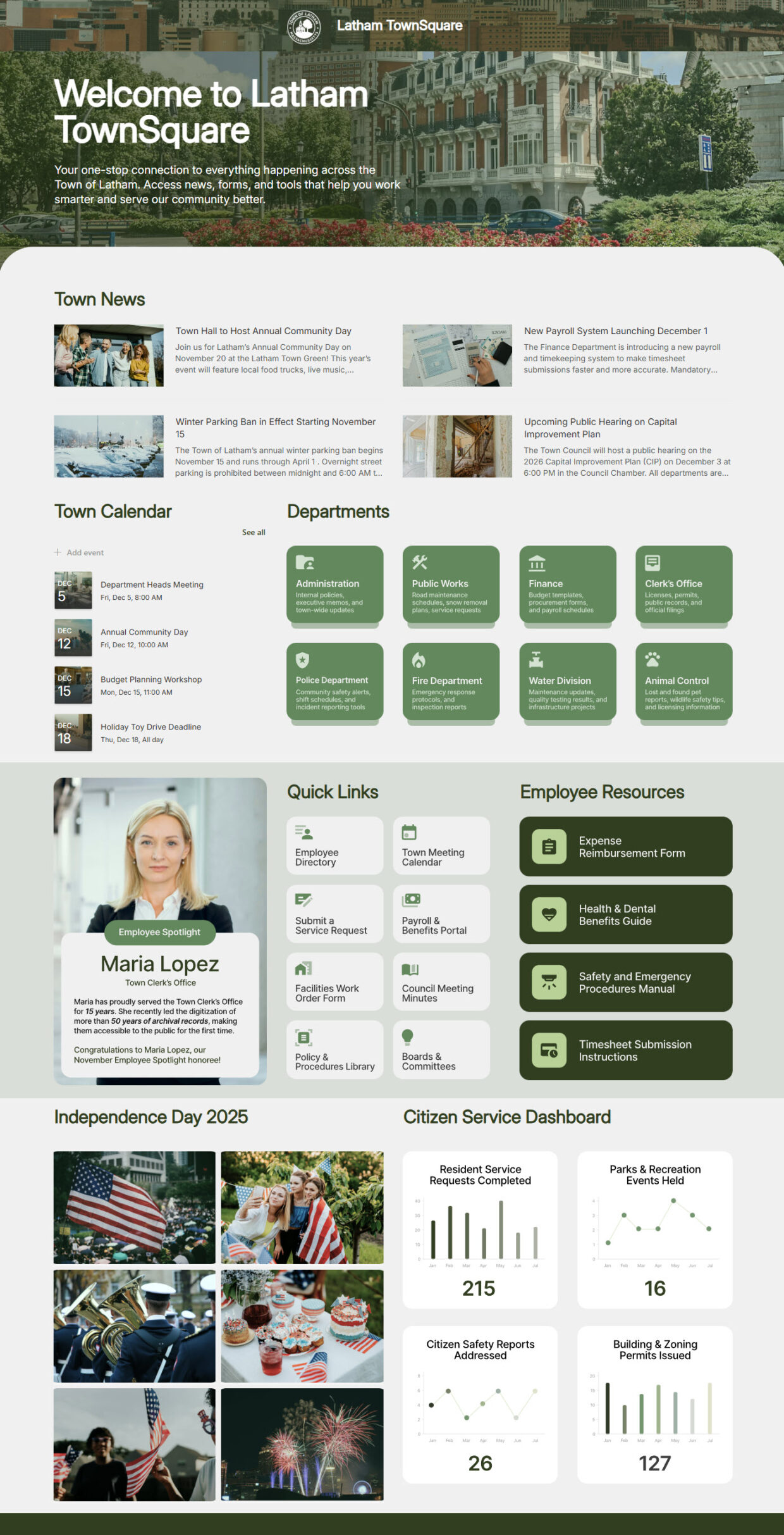 Town Hall Intranet Homepage