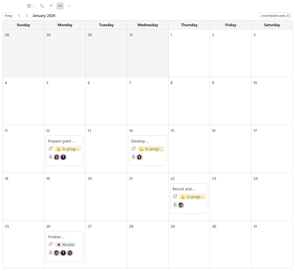 Kanban Board Calendar View