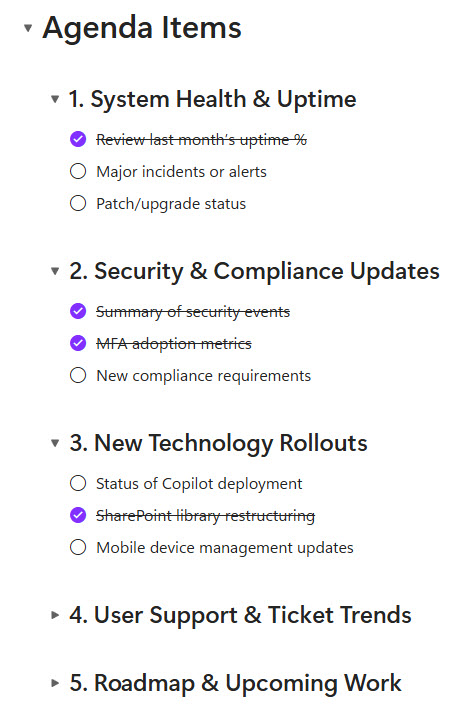 Meeting Agenda Items