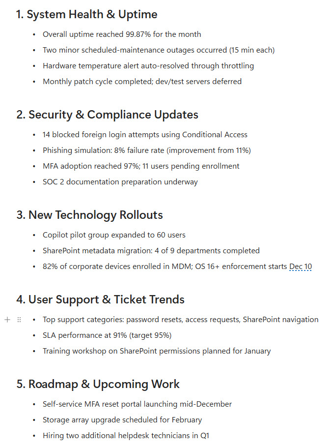 Meeting Minutes Meeting Summary