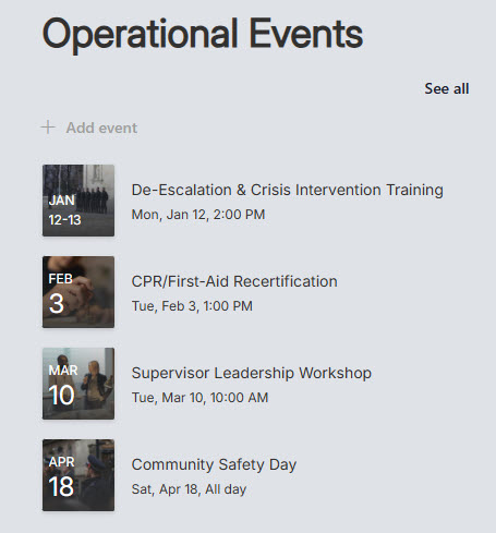 Police Intranet Calendar