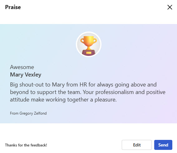 Send a Praise Message Preview