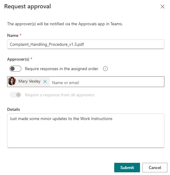 Processes Library Approvals