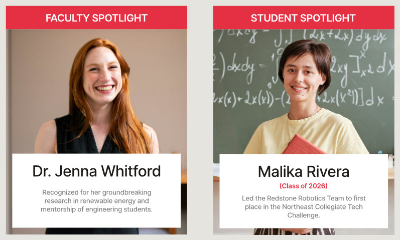 University Intranet Faculty and Student Spotlight