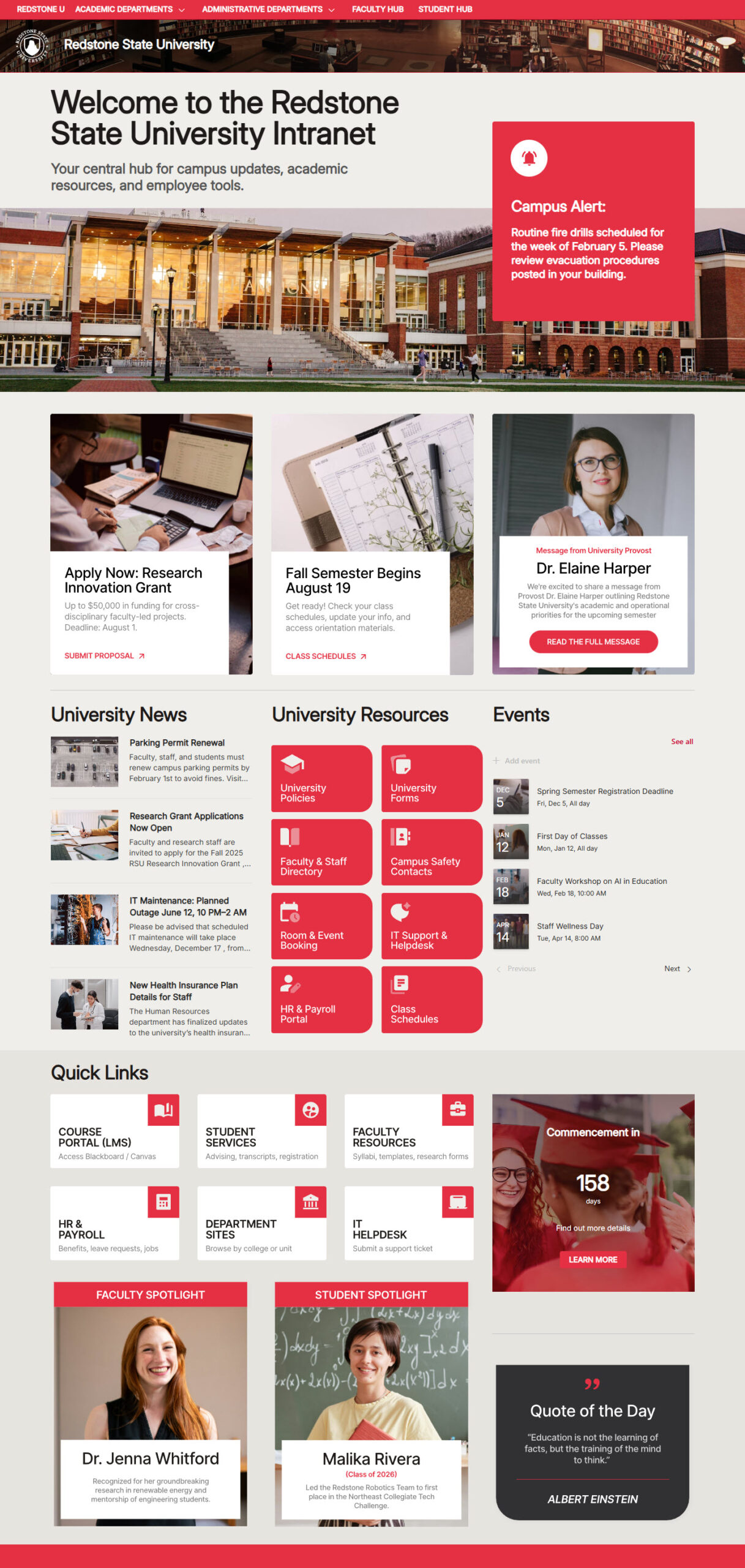 University Intranet Homepage