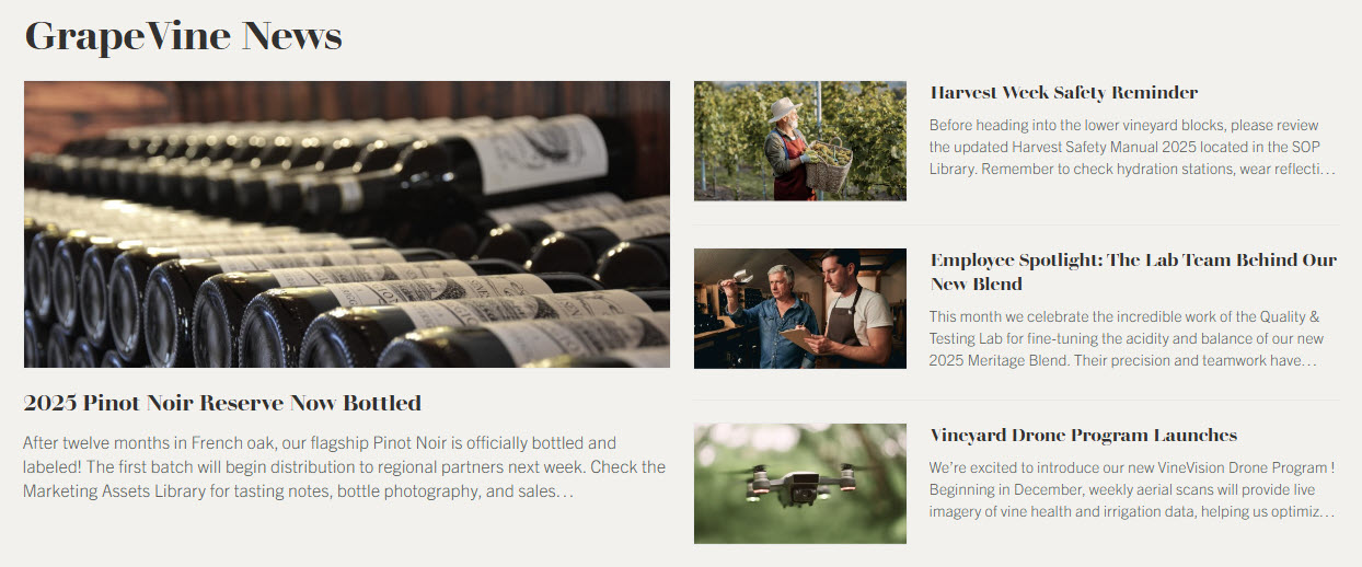 Food & Beverage Intranet News