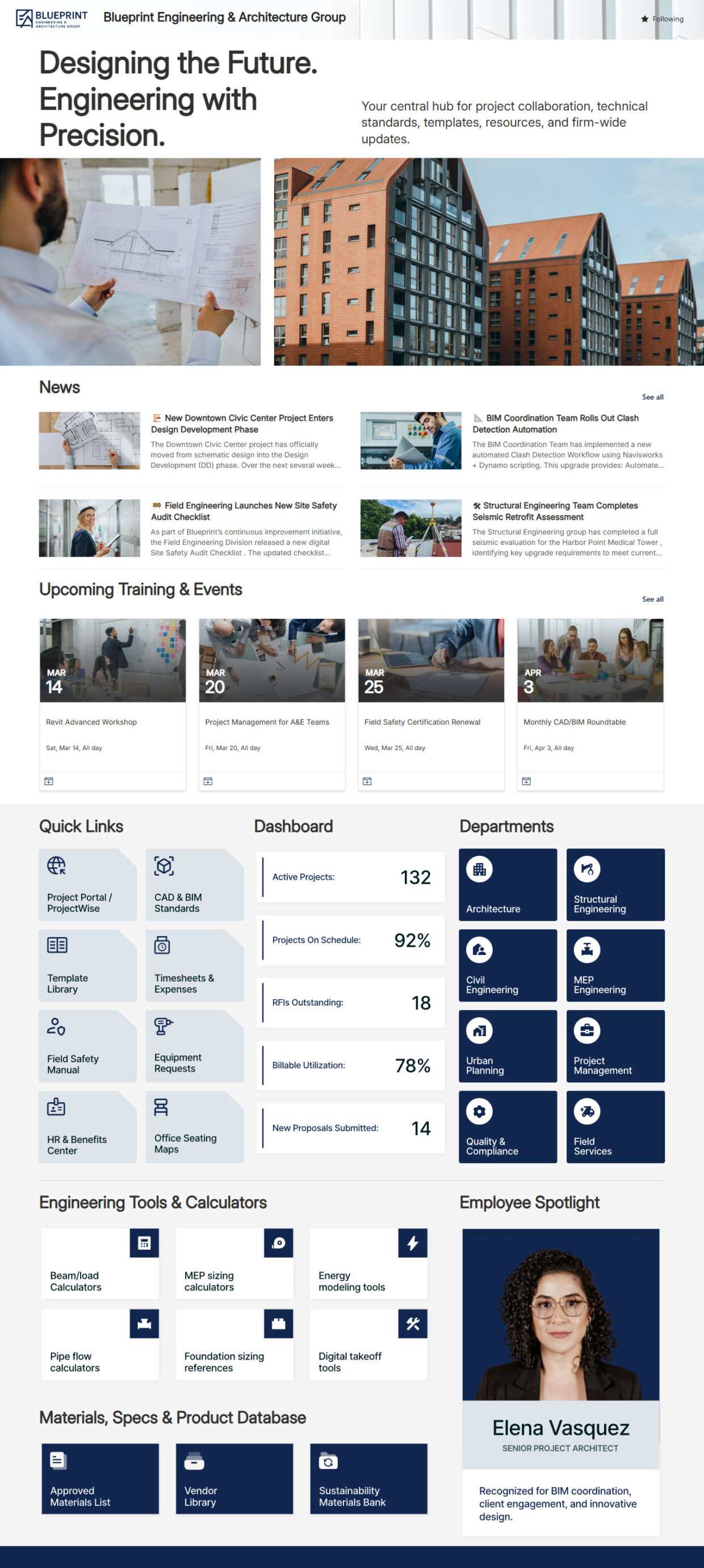 Engineering Intranet Homepage