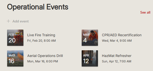 Fire Department Intranet Calendar