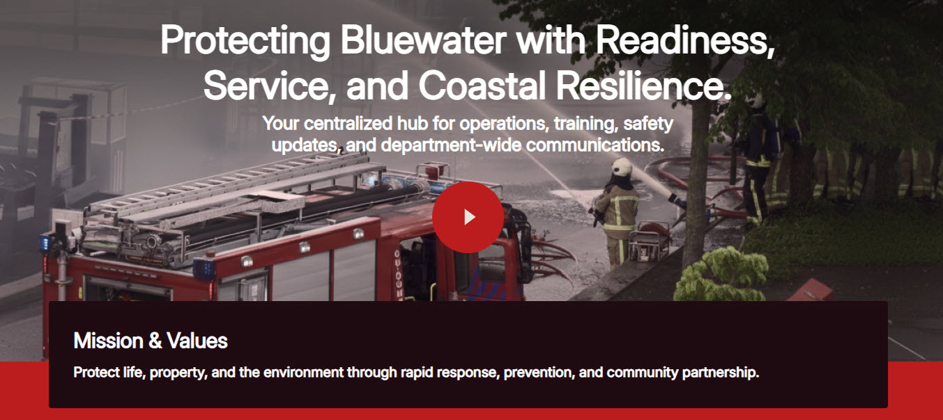 Fire Department Homepage Hero with integrated Video