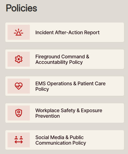Fire Department Intranet Policies